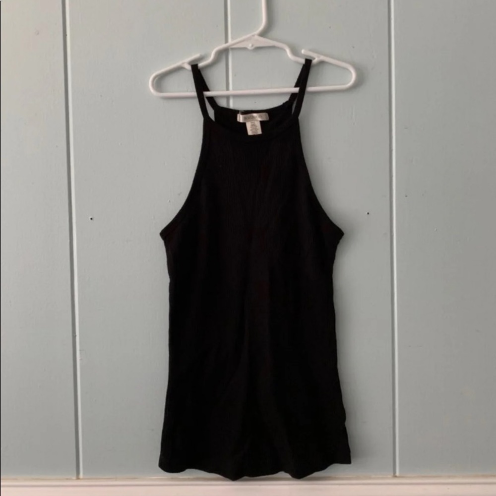 black ribbed halter
